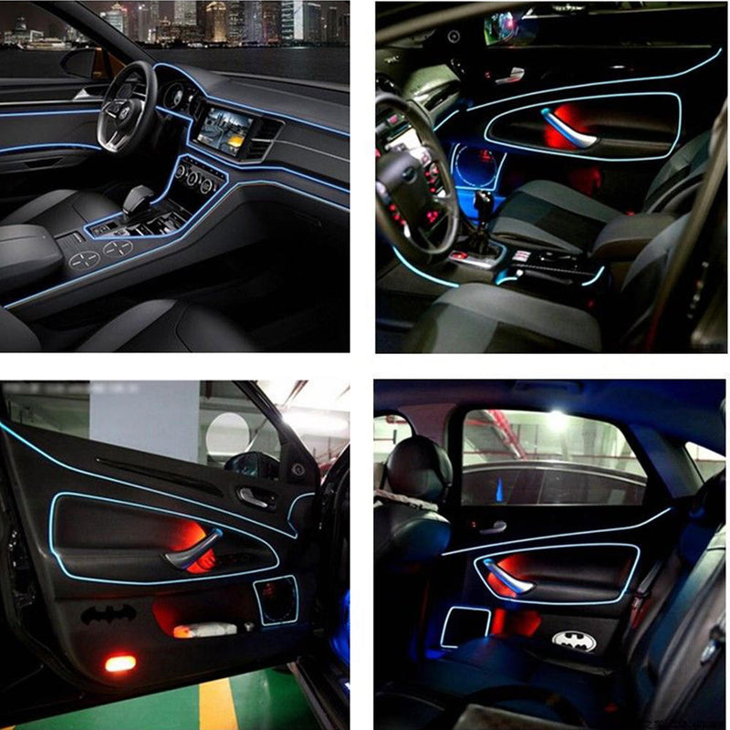 1 set Wire LED Car Auto Interior Decor Fluorescent Neon Strip Cold Lamp Tape Hot