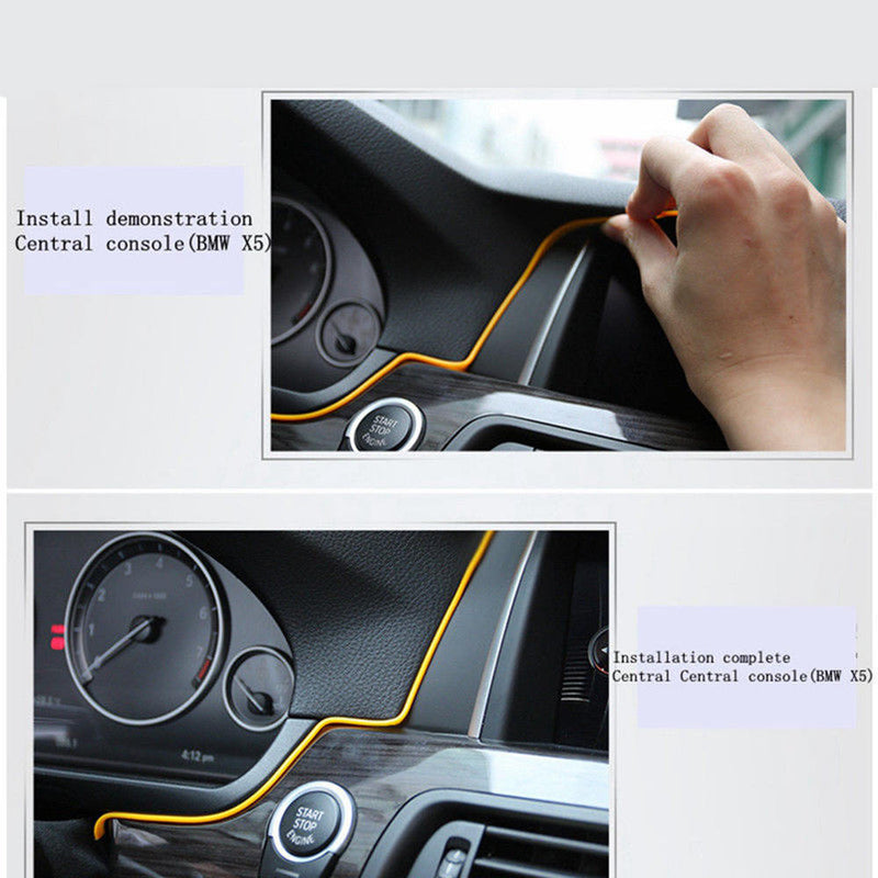 1 set Wire LED Car Auto Interior Decor Fluorescent Neon Strip Cold Lamp Tape Hot