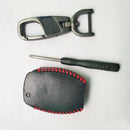 1set Leather For Mercedes Benz Car 3 Buttons Red thread Auto Key Case Chain Hot