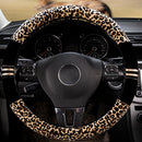 1 Pc Leopard Print Plush Car SUV Steering Wheel Cover Keep Warm EPN New