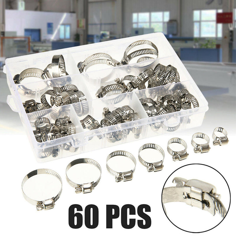 1 set Stainless Steel 8-38mm Hose Pipe Hoop Useful Hose Clamps Wire Assorted New