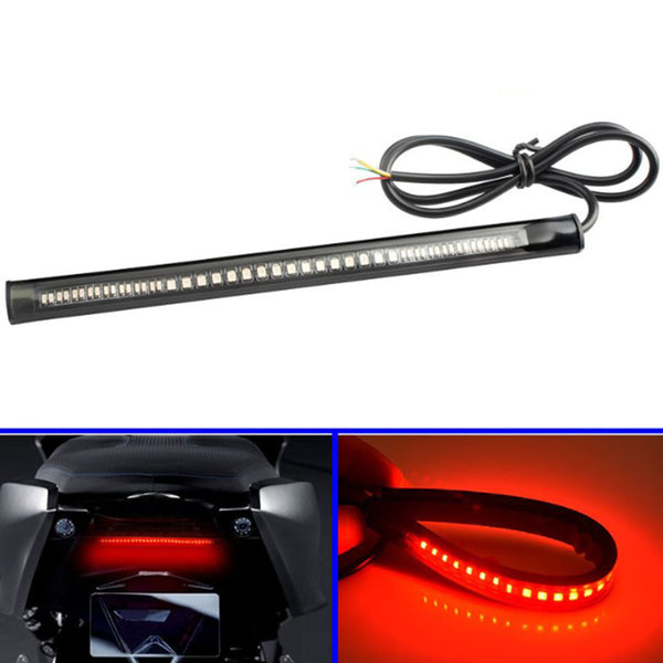 1/2pcs 48LED Motorcycle Rear Tail Light Strip Red/Amber Signal Brake DC 12V