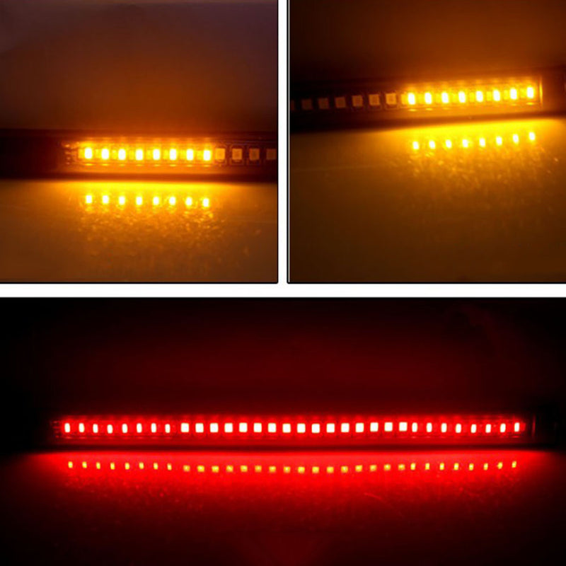 1/2pcs 48LED Motorcycle Rear Tail Light Strip Red/Amber Signal Brake DC 12V