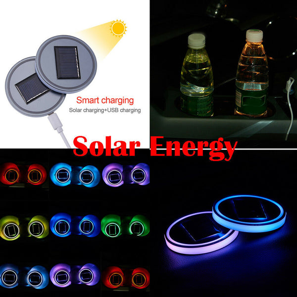 1 x Car LED colorful coasters Solar water coasters newest