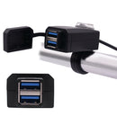 Waterproof Dual USB 12-24V Motorcycle Handlebar Charger With Switch QC 3.0