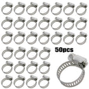 50Pcs 1/2"-3/4" Stainless Steel Drive Hose Clamp Fuel Line Worm Clip Adjustable
