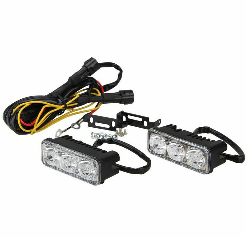 2x 3 LED Amber+White High Power Car Daytime Running Light DRL Turn Signal Lamp