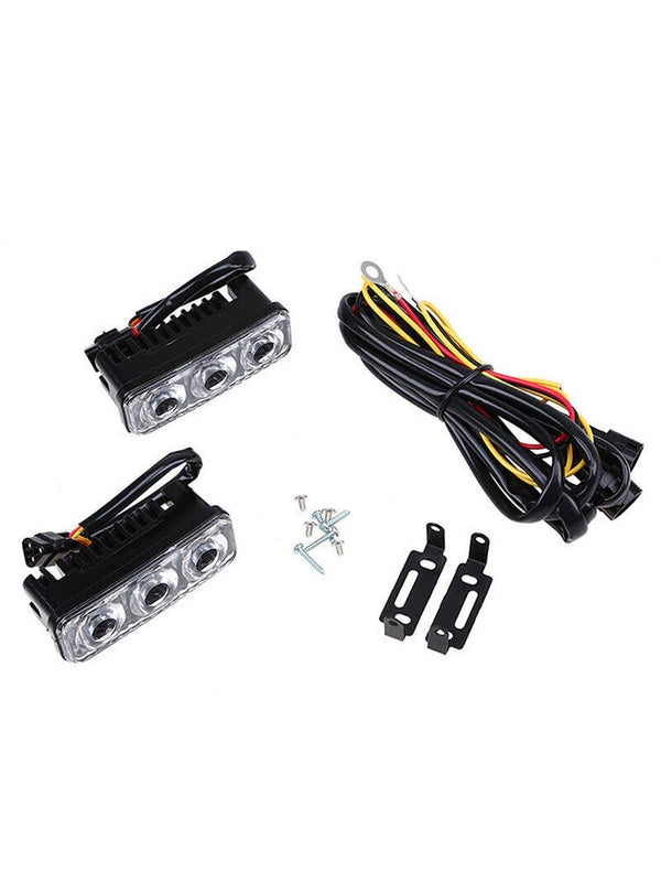 2x 3 LED Amber+White High Power Car Daytime Running Light DRL Turn Signal Lamp
