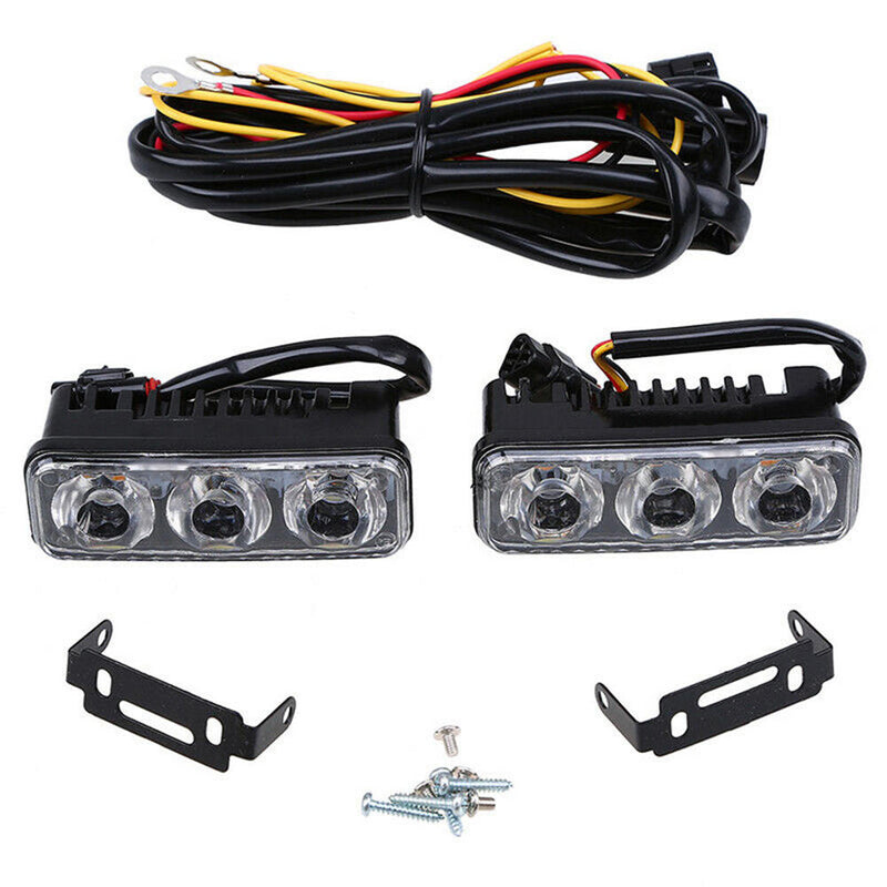 2x 3 LED Amber+White High Power Car Daytime Running Light DRL Turn Signal Lamp