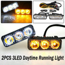 2x 3 LED Amber+White High Power Car Daytime Running Light DRL Turn Signal Lamp