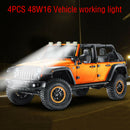 4 X 48W Led Work Lights Flood Lamp OffRoad ATV SUV Car Boat Truck 12V 24V Square