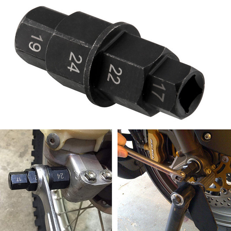 1* Motorcycle Hex Spindle Wrench Key Tool 3/8" Square Drive 17mm 19mm Nice
