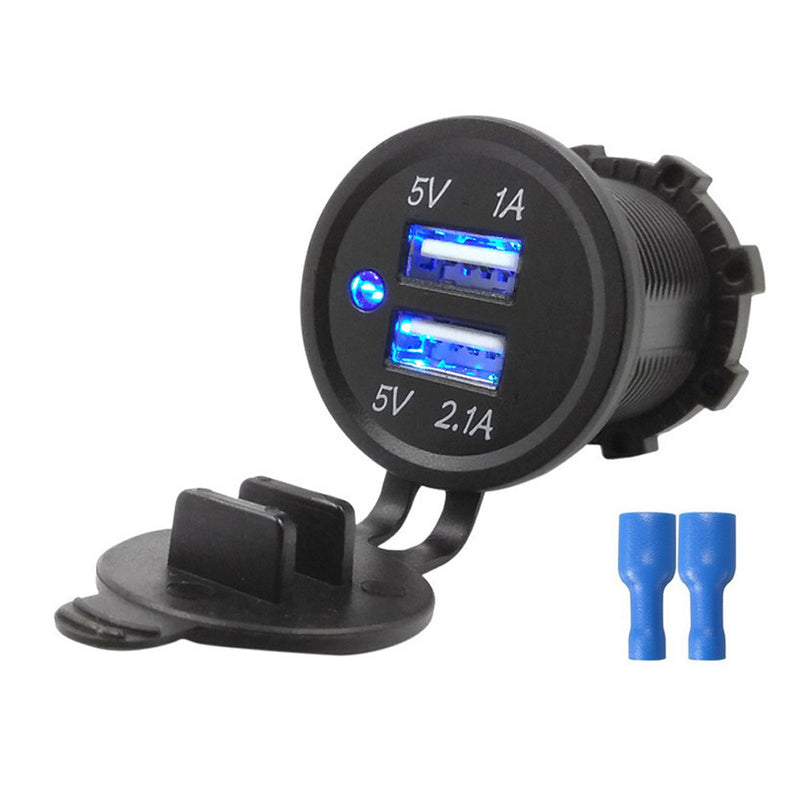 Dual USB Car Cigarette Lighter Socket Splitter Charger Power DC12 20A / DC24V 10