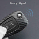 1Pc For Ford Focus/Kuga Carbon Fiber Car Key Fob Case Cover Chain Ring Keychain
