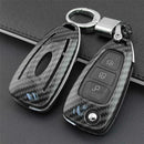 1Pc For Ford Focus/Kuga Carbon Fiber Car Key Fob Case Cover Chain Ring Keychain