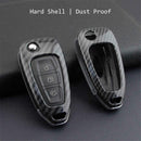 1Pc For Ford Focus/Kuga Carbon Fiber Car Key Fob Case Cover Chain Ring Keychain