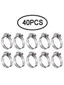 40pcs Hose Clamp Adjustable Pipe Tube Clamps 304 Stainless Steel Clips