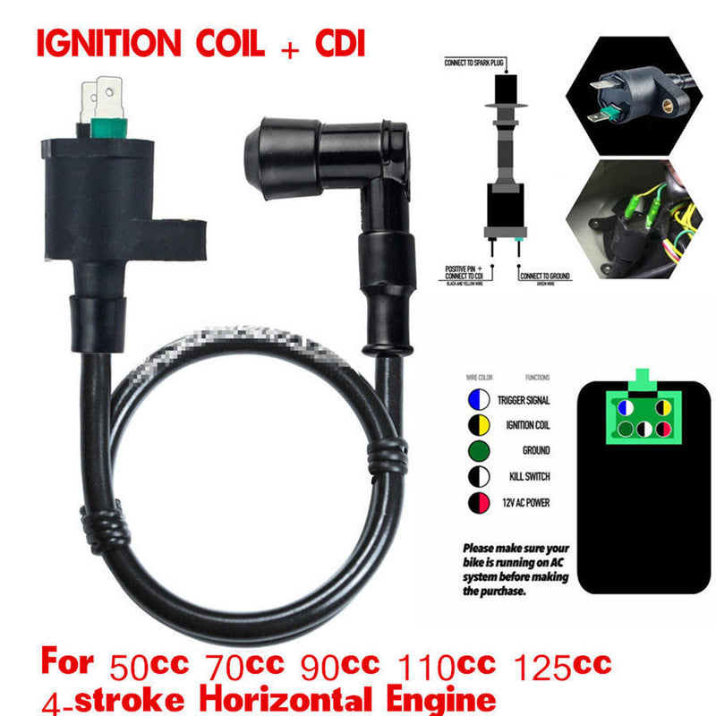 1 x 12V Ignition Coil For 50cc 70cc 90cc 110cc 125cc 4-stroke Horizontal Engine