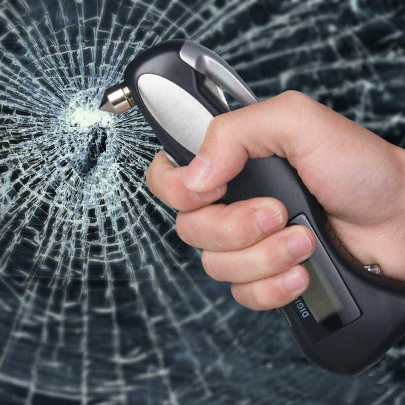 1 x Car Window Breaker,,5in1 Car Tire Air Pressure Gauge Window Breaker Cutter