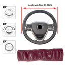 1 Pcs Wine Red Car Steering Wheel Cover Soft Leather Breathable Anti-slip