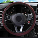 1 Pcs Wine Red Car Steering Wheel Cover Soft Leather Breathable Anti-slip