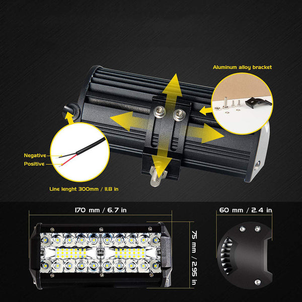 1 X 7inch 120W LED Work Light Bars Offroad Spotlight Work Driving Lamps