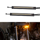 2X Universal Super Bright Amber LED Fork Turn Signal Lights Strip For Motorcycle