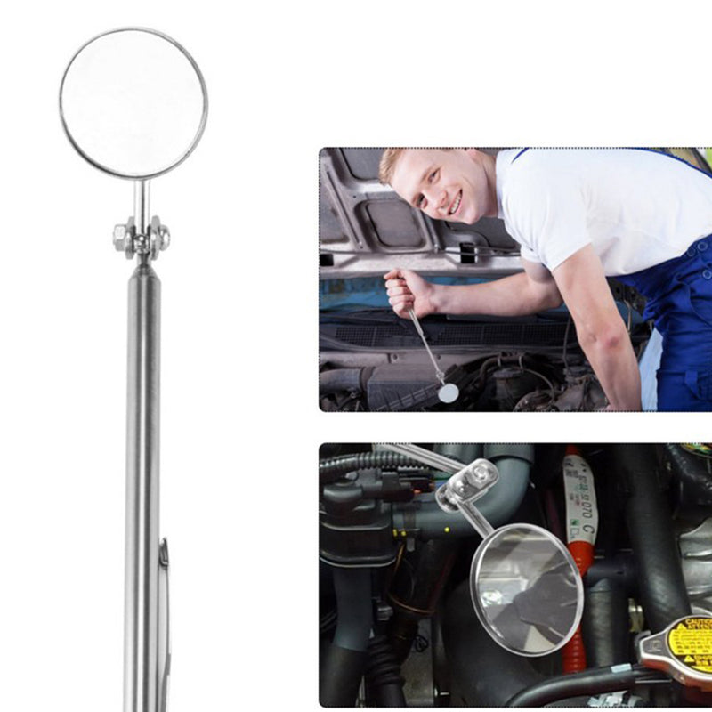 1 x New Extending Telescopic Inspection Round Mirror Pocket Clip Tool Hot