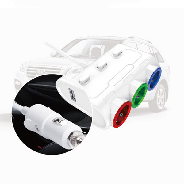 3-in-1 Car lighter Socket Charger with 2 USB Charging Ports Adapter