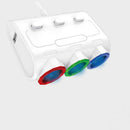 3-in-1 Car lighter Socket Charger with 2 USB Charging Ports Adapter