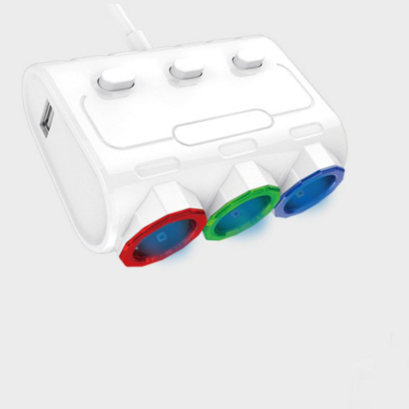 3-in-1 Car lighter Socket Charger with 2 USB Charging Ports Adapter