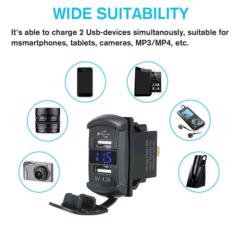 Car Charger USB Car Charger Adaptor with Mini Size Dual Port 5V/4.2A Fast