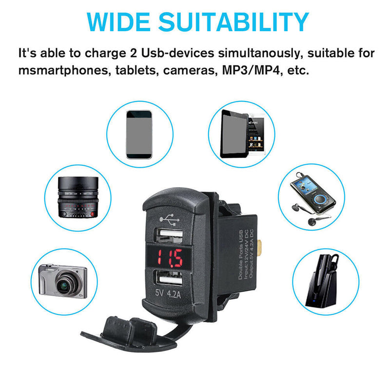 3 * Car Charger USB Car Charger Adaptor with Dual Port 5V/4.2A Fast Durable