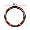 Universal Carbon Fiber Car Steering Wheel Cover Red Stiching Black Leather 38cm