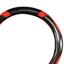 Universal Carbon Fiber Car Steering Wheel Cover Red Stiching Black Leather 38cm