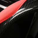 Universal Carbon Fiber Car Steering Wheel Cover Red Stiching Black Leather 38cm