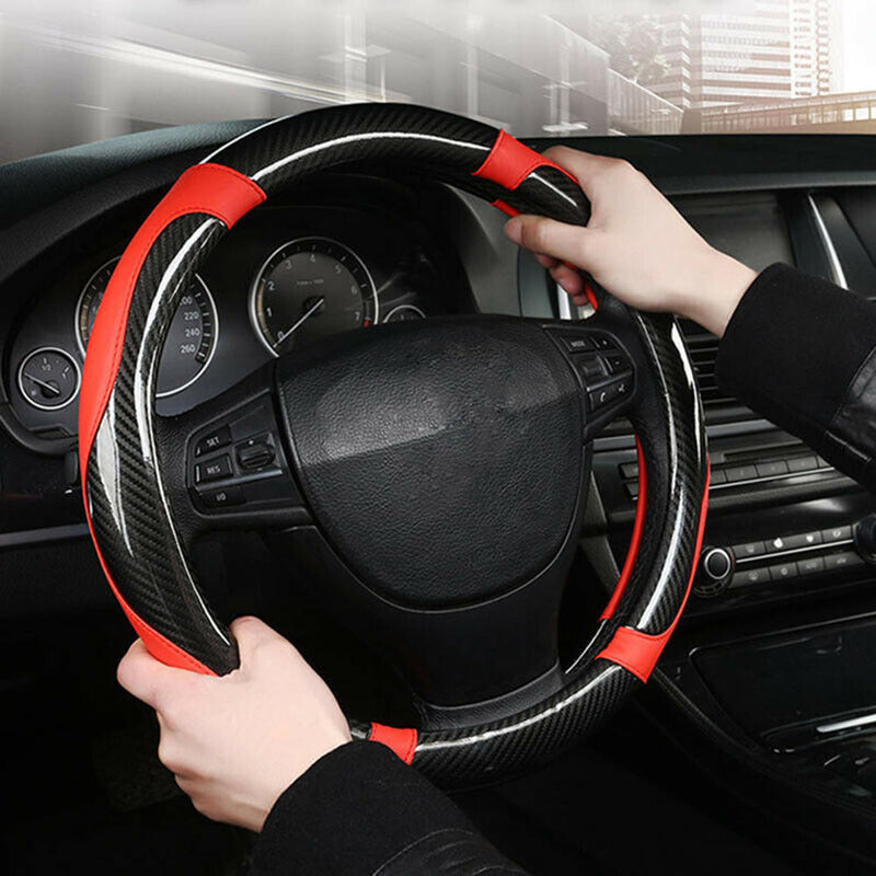 1 x Handmade Carbon Fiber Steering Wheel  Protector for Car Truck Van SUV New