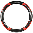 Universal Carbon Fiber Car Steering Wheel Cover Red Stiching Black Leather 38cm