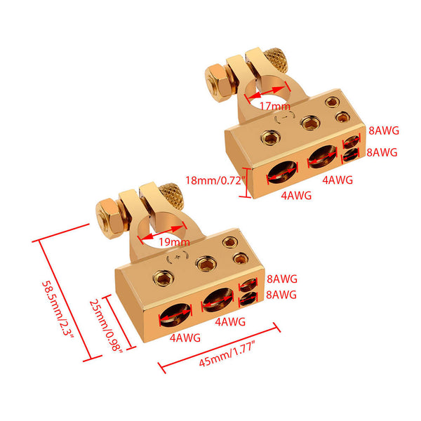 2PCS Gauge Car Positive Negative Battery Terminal Clamp Connector Sale