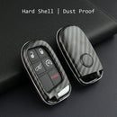 Fit for Jeep Dodge Chrysler Car Key Cover Case Ring Fob Chain Carbon Fiber Black