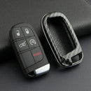 Fit for Jeep Dodge Chrysler Car Key Cover Case Ring Fob Chain Carbon Fiber Black