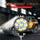 2X Round 27W 9-LED Work Light 9V-30V Off-Road Flood Spot Lamp Car ATV UTV SUV