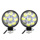 2X Round 27W 9-LED Work Light 9V-30V Off-Road Flood Spot Lamp Car ATV UTV SUV