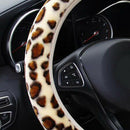 36-38CM Car Auto Steering Wheel Cover Leopard Print Plush Breathable Non-slip
