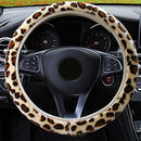 Gear-Cover-Set Car-Steering-Wheel-Covers Car-Interior-Accessories Plush-Leopard