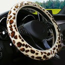 36-38CM Car Auto Steering Wheel Cover Leopard Print Plush Breathable Non-slip