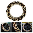 Gear-Cover-Set Car-Steering-Wheel-Covers Car-Interior-Accessories Plush-Leopard