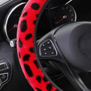 Car Steering Wheel Cover Leopard Plush 1 PCS Breathable Warmer 36-38CM Durable