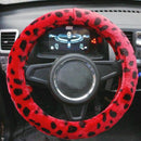 Car Steering Wheel Cover Leopard Plush 1 PCS Breathable Warmer 36-38CM Durable