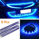 8pcs Blue 15LED/30CM Flexible Light Strip Bar for Car Boat Truck Waterproof 12V